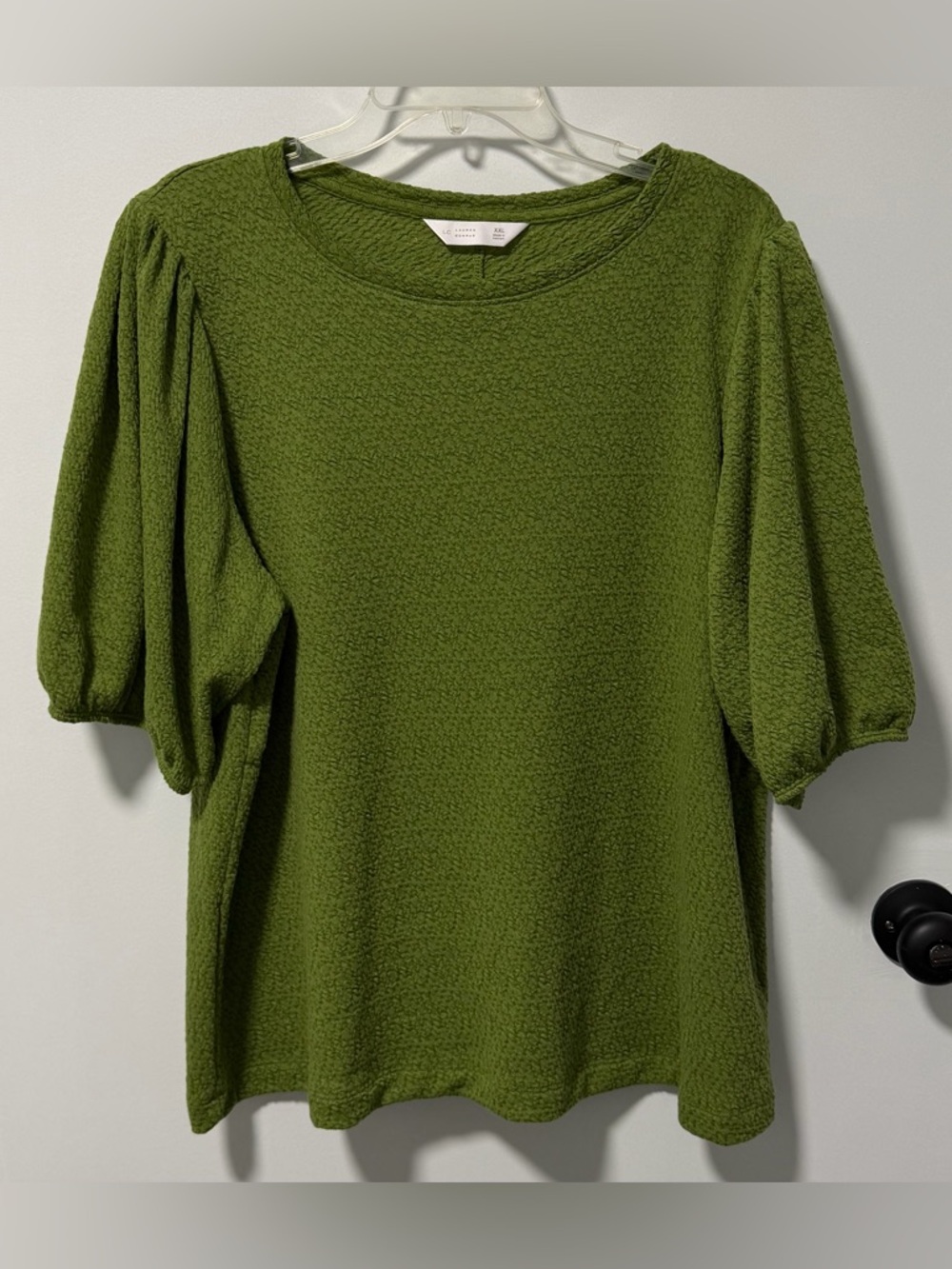 Green Dress Top with Puff Sleeves | Size XXL | LC by Lauren Conrad | Like New